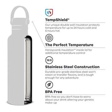 Hydro Flask Water Bottle - Standard Mouth Flex Lid - Multiple Sizes & Colors