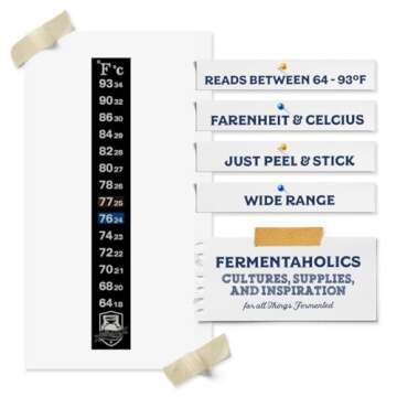 3 Pack Kombucha Fermentation Adhesive Strip Thermometer - Displays Temperature in Degrees in Celsius...