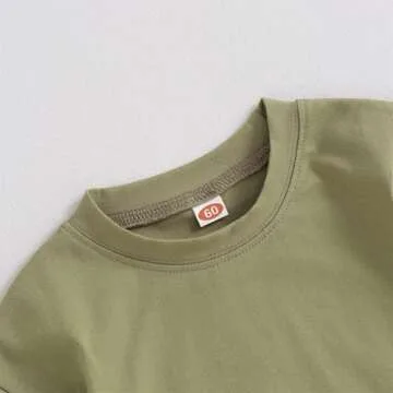 Merqwadd Baby Boy Girl Bubble Romper Infant Oversize Plain Crewneck T-Shirt Bodysuit Tops (Olive, 6-12 Months)