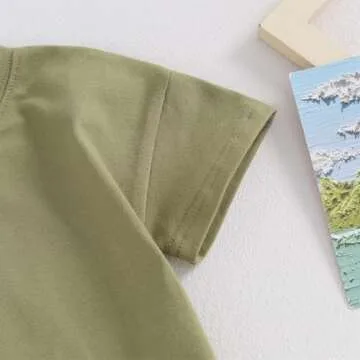 Merqwadd Baby Boy Girl Bubble Romper Infant Oversize Plain Crewneck T-Shirt Bodysuit Tops (Olive, 6-12 Months)