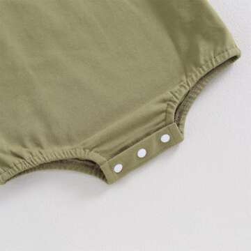 Merqwadd Baby Boy Girl Bubble Romper Infant Oversize Plain Crewneck T-Shirt Bodysuit Tops (Olive, 6-12 Months)