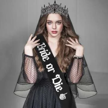 Panitay Bachelorette Party Crown Veil Sash Set Gothic Style
