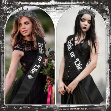 Panitay Bachelorette Party Crown Veil Sash Set Gothic Style