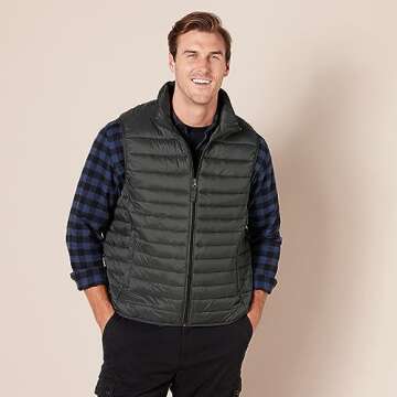 Amazon Essentials Men's Lightweight Water-Resistant Packable Puffer Vest