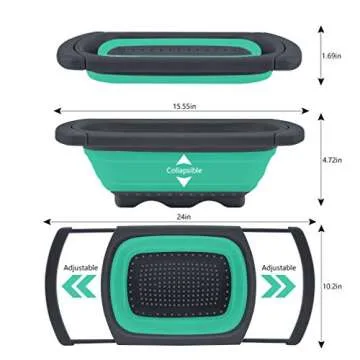 Qimh Colander collapsible, Colander Strainer Over The Sink Vegetable/Fruit Colanders Strainers With ...