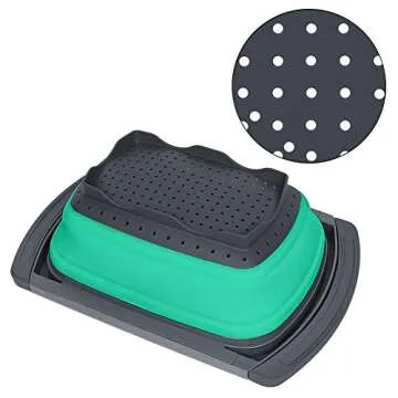 Qimh Colander collapsible, Colander Strainer Over The Sink Vegetable/Fruit Colanders Strainers With Extendable Handles, Folding Strainer for Kitchen,6 Quart