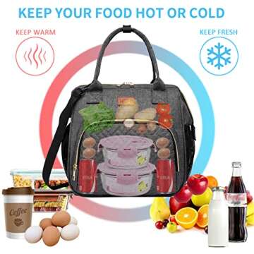 MCBD Lunch bags Insulated Lunch Box for Women,3 Carrying Way Large Tote Bag,Leakproof Reusable Cooler Backpack with Adjustable Shoulder Strap for Office Picnic Beach