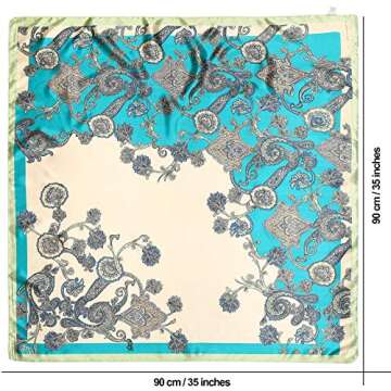 AWAYTR 35” Satin Large Square Head Scarves - 4PCS Silk Like Neck Scarf Hair Sleeping Wraps Lightwe...