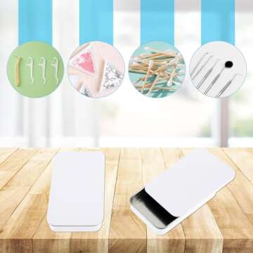 Qianyu 2 Pcs Portable Dental Floss Case Sliding Dental Pick Dispenser Box Metal Compact Glide Flosser Organizer Refillable Floss Holder for Oral Care Travel Hotels Dinners Dating Teeth Cleaning(White)