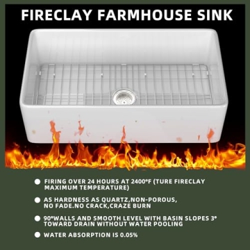 TUKTUK 30 Inch White Farmhouse Sink - Luxury Kitchen Upgrade