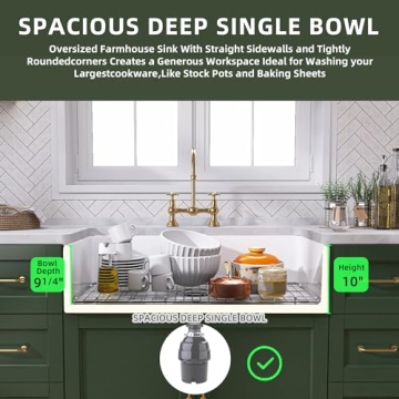 TUKTUK 30 Inch White Farmhouse Sink - Luxury Kitchen Upgrade