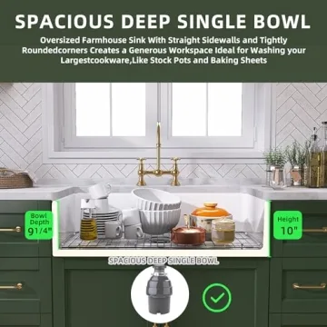 TUKTUK 30 Inch White Farmhouse Sink - Luxury Kitchen Upgrade