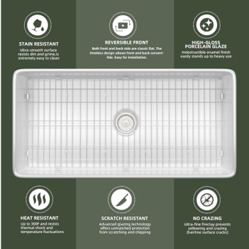 TUKTUK 30 Inch White Farmhouse Sink - Luxury Kitchen Upgrade