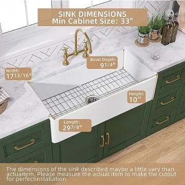 TUKTUK 30 Inch White Farmhouse Sink - Luxury Kitchen Upgrade