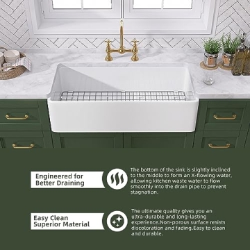 TUKTUK 30 Inch White Farmhouse Sink - Luxury Kitchen Upgrade