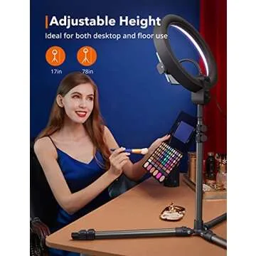 Ring Light with Stand, 12 inch LED Ring Light Features Upgraded Tripod & Remote Control, Selfie Light with Phone Holder Adjustable Height Smooth Dimming for Makeup Studio Portrait YouTube Vlog