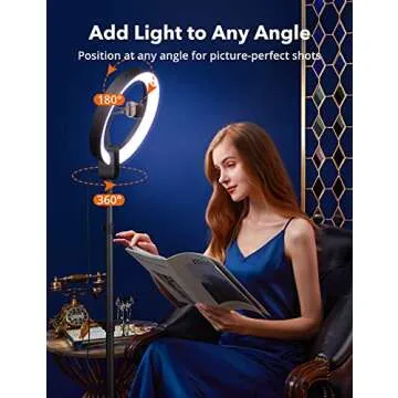 Ring Light with Stand, 12 inch LED Ring Light Features Upgraded Tripod & Remote Control, Selfie Light with Phone Holder Adjustable Height Smooth Dimming for Makeup Studio Portrait YouTube Vlog