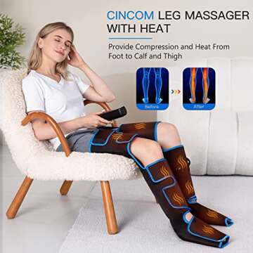 CINCOM Leg Massager with Heat and Compression, Full Leg Massager for Circulation and Pain Relief wit...