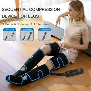 CINCOM Leg Massager with Heat and Compression, Full Leg Massager for Circulation and Pain Relief with 3 Heats 3 Modes 3 Intensities Gift for Mom Dad - FSA HSA Eligible