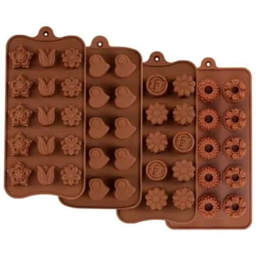 Fimary Chocolate Molds Set of 4 - Non-Stick Silicone Chocolate Bar Maker for Creative Baking