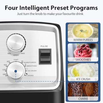 Aeitto Blender, Blenders for Kitchen with 1800W Motor, 68Oz. Large Capacity, 2-in-1 Blender & Grinder Combo, BPA-Free Countertop Professional Blender for Smoothies, Ice Crush, Frozen Drinks, Silver