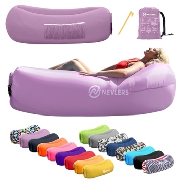 Nevlers Inflatable Lounger with No-Pump Setup and Pockets