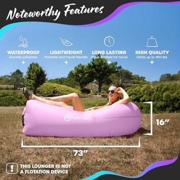Nevlers Inflatable Lounger with No-Pump Setup and Pockets