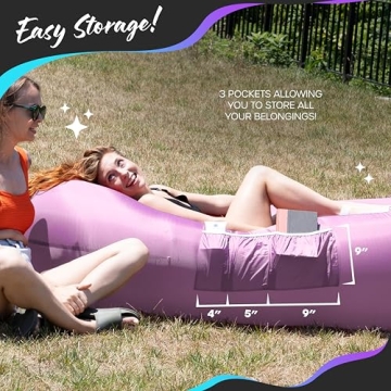 Nevlers Inflatable Lounger with No-Pump Setup and Pockets