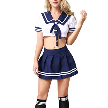 ANJAYLIA Lingerie Schoolgirls Outfit with Socks in Blue