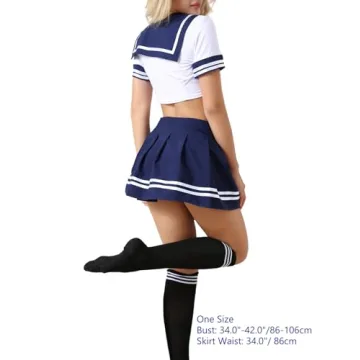 ANJAYLIA Lingerie Schoolgirls Outfit with Socks in Blue