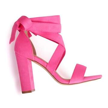 Strappy Heels for Women Chunky Heels High Heeled Sandals with Lace Up Fahsion Casual Nude Block Heel Sandals