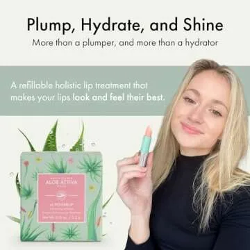 Aloe Attiva xL POWERLIP Refillable Lip Treatment, Natural Plumping Balm with 7x Hyaluronic Acids & Aloe Vera, Fragrance-Free, Gluten-Free, Plant-Based Lip Care for Hydrated & Smooth Lips