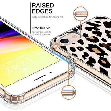 bicol for iPhone SE2 Case 2020,iPhone 7 Case,iPhone 8 Case Clear with Design for Girls Women,Transparent Protective Phone Case Cover for iPhone 8/iPhone 7/iPhone SE2 Leopard Patterns