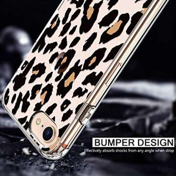 bicol for iPhone SE2 Case 2020,iPhone 7 Case,iPhone 8 Case Clear with Design for Girls Women,Transparent Protective Phone Case Cover for iPhone 8/iPhone 7/iPhone SE2 Leopard Patterns