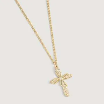 LADYGD Cross Necklace for Women Trendy 14K Gold Plated Cubic Zirconia Cross Pendant Necklaces Handmade Christian Everyday Jewelry Gifts for Women