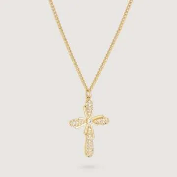 LADYGD Cross Necklace for Women Trendy 14K Gold Plated Cubic Zirconia Cross Pendant Necklaces Handmade Christian Everyday Jewelry Gifts for Women