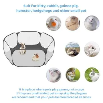 Small Animals C&C Cage Tent, Breathable & Transparent Pet Playpen Pop Open Outdoor/Indoor Exercise Fence, Portable Yard Fence for Guinea Pig, Rabbits, Hamster, Chinchillas and Hedgehogs