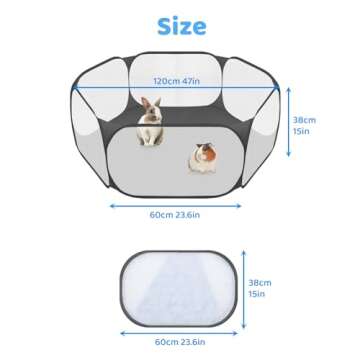 Small Animals C&C Cage Tent, Breathable & Transparent Pet Playpen Pop Open Outdoor/Indoor Exercise Fence, Portable Yard Fence for Guinea Pig, Rabbits, Hamster, Chinchillas and Hedgehogs