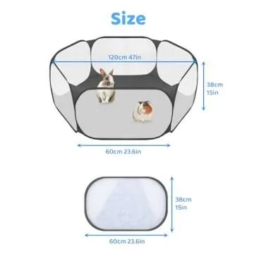 Small Animals C&C Cage Tent, Breathable & Transparent Pet Playpen Pop Open Outdoor/Indoor Exercise Fence, Portable Yard Fence for Guinea Pig, Rabbits, Hamster, Chinchillas and Hedgehogs