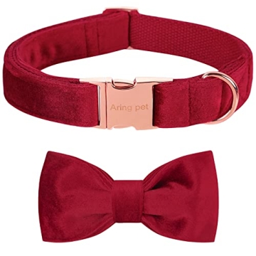 ARING PET Velvet Dog Collar-Soft Bowtie Dog Collars with Metal Buckle, Cute&Comfortable Christmas Re...