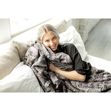 Minky Couture Premium Solid Color Blanket - Soft, Warm, Cozy, Comfortable, (Grande, Sorbet Charcoal)