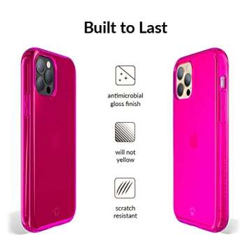 Stylish Velvet Caviar Case for iPhone 14 Pro - 10ft Drop Tested Neon Hot Pink