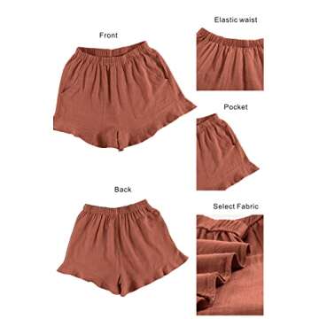 Mosucoirl Women Comfy Drawstring Casual Elastic Waist Pure Color Shorts Summer Beach Lightweight Short Pants with Pockets(2 Brick red,Medium)