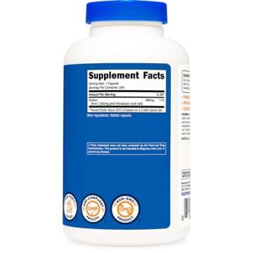 Nutricost Himalayan Salt Capsules 1000mg 240 Count Non-GMO