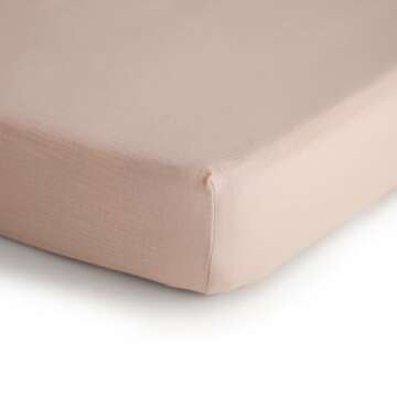 mushie Extra Soft Muslin Fitted Crib Sheet | 192 Thread Count | 28"x 52" (Blush)