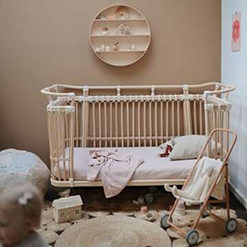 mushie Extra Soft Muslin Fitted Crib Sheet | 192 Thread Count | 28"x 52" (Blush)