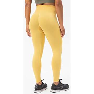 Lavento Women's Scrunch Butt Lifting Seamless Leggings - Tummy Control Yoga Workout Legging (#6 Primrose Yellow, 2)