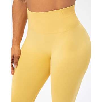 Lavento Women's Scrunch Butt Lifting Seamless Leggings - Tummy Control Yoga Workout Legging (#6 Primrose Yellow, 2)