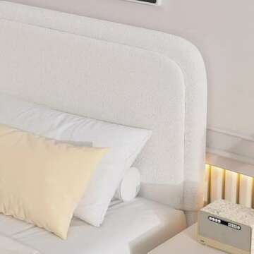 Luxurious King Bed Frame with Boucle Upholstery