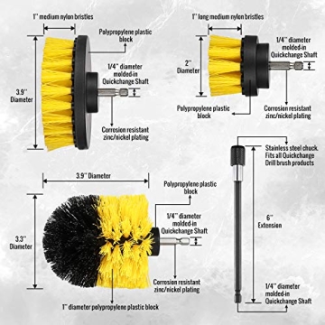HIWARE Drill Brush Set for Effortless Powerful Cleaning